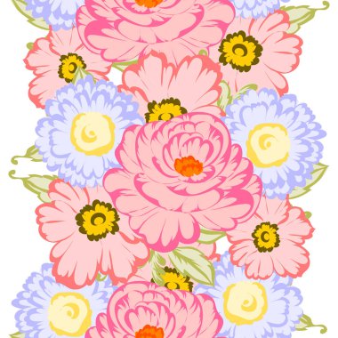 Sorunsuz vintage tarzı çiçek deseni. Renkli çiçek öğeleri