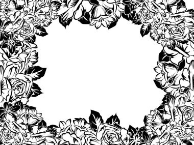 Vintage tarzı süslü çiçek düğün kartı. Kontur çiçek öğeleri