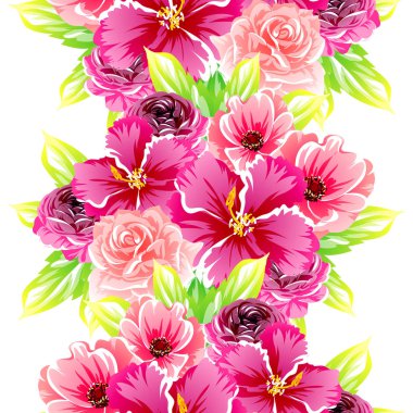 Sorunsuz vintage tarzı çiçek deseni. Renkli çiçek öğeleri