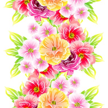 Sorunsuz vintage tarzı çiçek deseni. Renkli çiçek öğeleri