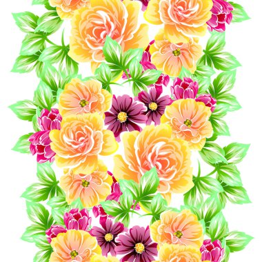 Sorunsuz vintage tarzı çiçek deseni. Renkli çiçek öğeleri