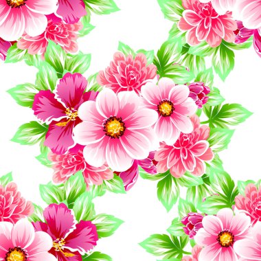 Sorunsuz vintage tarzı çiçek deseni. Renkli çiçek öğeleri