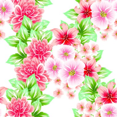 Sorunsuz vintage tarzı çiçek deseni. Renkli çiçek öğeleri