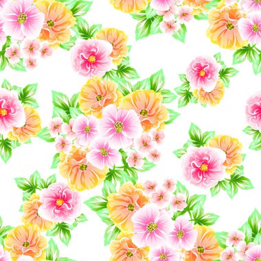 Sorunsuz vintage tarzı çiçek deseni. Renkli çiçek öğeleri