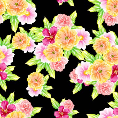 Sorunsuz vintage tarzı çiçek deseni. Renkli çiçek öğeleri