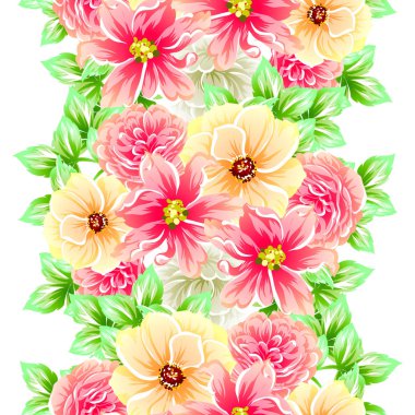 Sorunsuz vintage tarzı çiçek deseni. Renkli çiçek öğeleri