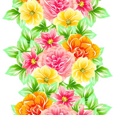 Sorunsuz vintage tarzı çiçek deseni. Renkli çiçek öğeleri