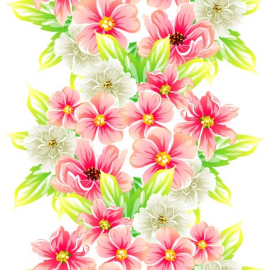 Sorunsuz vintage tarzı çiçek deseni. Renkli çiçek öğeleri