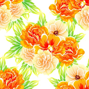 Sorunsuz vintage tarzı çiçek deseni. Renkli çiçek öğeleri