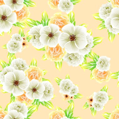 Sorunsuz vintage tarzı çiçek deseni. Renkli çiçek öğeleri