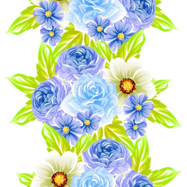 Sorunsuz vintage tarzı çiçek deseni. Renkli çiçek öğeleri