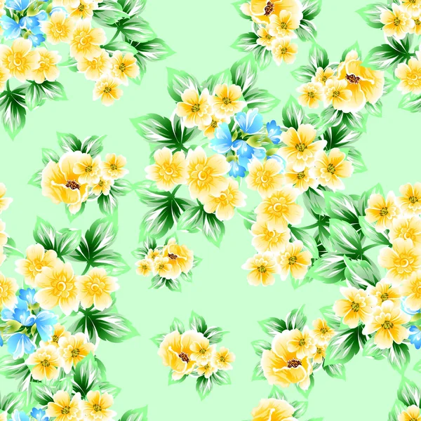 Modèle Fleur Style Vintage Sans Couture Éléments Floraux Couleur — Image vectorielle