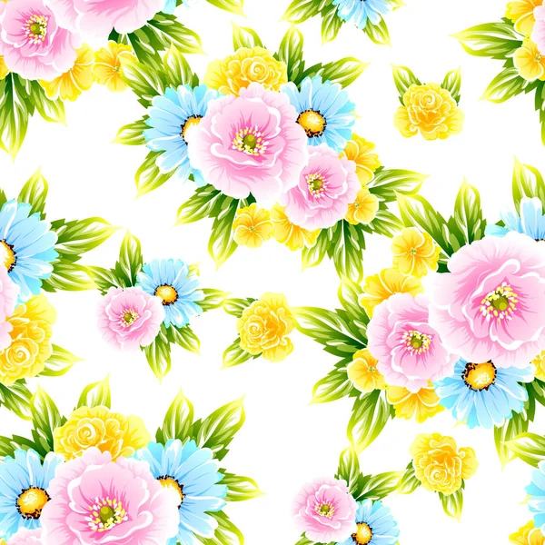 Naadloze Vintage Stijl Bloemenpatroon Floral Elementen Kleur — Stockvector