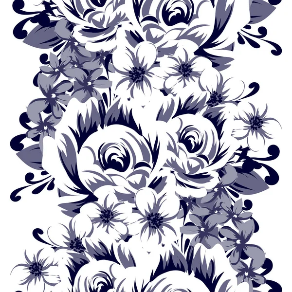 Seamless Vintage Style Flower Pattern Floral Elements White — Stock Vector