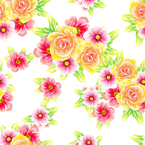 Naadloze Vintage Stijl Bloemenpatroon Floral Elementen Kleur — Stockvector