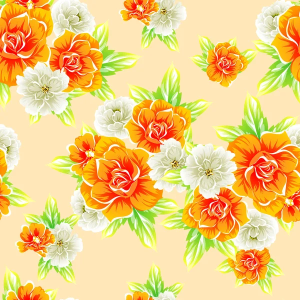 Patrón Flores Estilo Vintage Sin Costuras Elementos Florales Color — Vector de stock