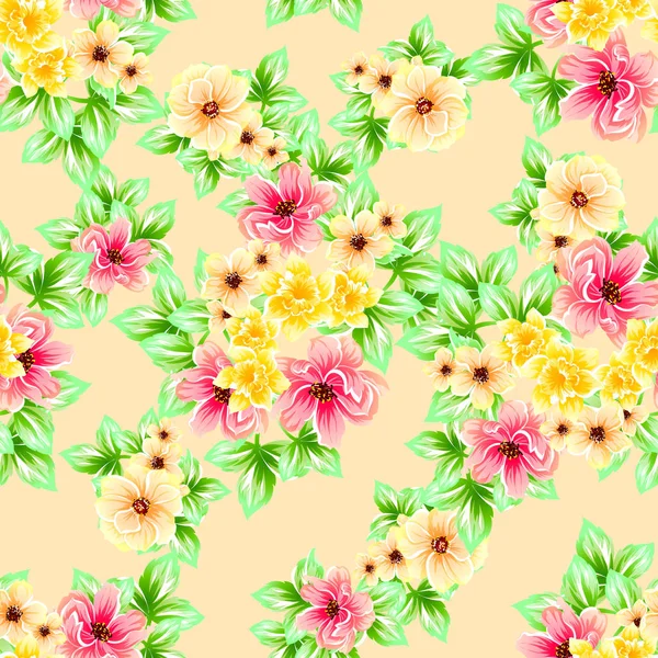 Naadloze Vintage Stijl Bloemenpatroon Floral Elementen Kleur — Stockvector