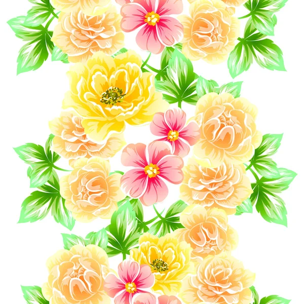 Patrón Flores Estilo Vintage Sin Costuras Elementos Florales Color — Vector de stock