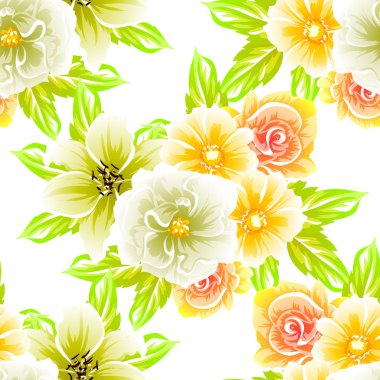 Sorunsuz vintage tarzı çiçek deseni. Renkli çiçek öğeleri