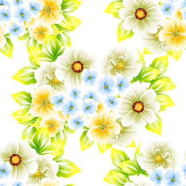 Sorunsuz vintage tarzı çiçek deseni. Renkli çiçek öğeleri