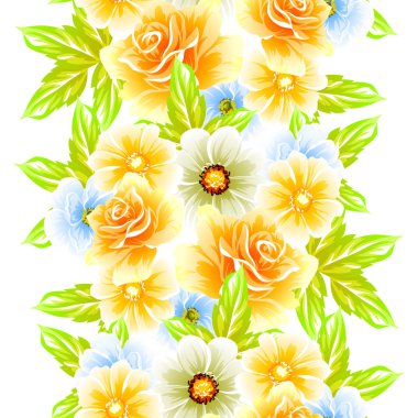 Sorunsuz vintage tarzı çiçek deseni. Renkli çiçek öğeleri