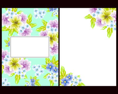 Klasik çiçek düğün kartları seti. Çiçek renginde elementler