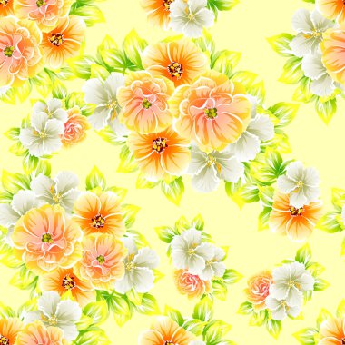 Sorunsuz vintage tarzı çiçek deseni. Renkli çiçek öğeleri