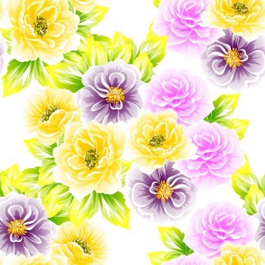 Sorunsuz vintage tarzı çiçek deseni. Renkli çiçek öğeleri
