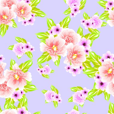 Sorunsuz vintage tarzı çiçek deseni. Renkli çiçek öğeleri