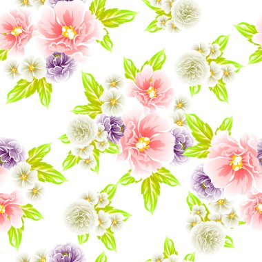 Sorunsuz vintage tarzı çiçek deseni. Renkli çiçek öğeleri