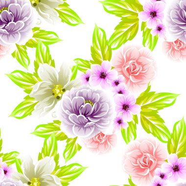 Sorunsuz vintage tarzı çiçek deseni. Renkli çiçek öğeleri