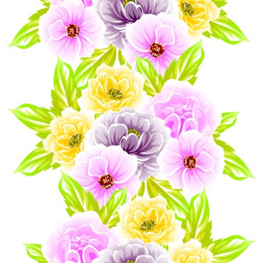 Sorunsuz vintage tarzı çiçek deseni. Renkli çiçek öğeleri