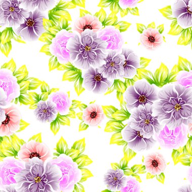 Sorunsuz vintage tarzı çiçek deseni. Renkli çiçek öğeleri