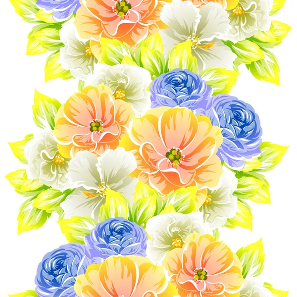 无缝的复古风格花卉图案 花元素的颜色 — 图库矢量图片