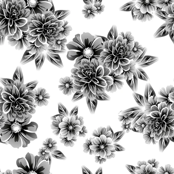 Modèle Fleur Style Vintage Sans Couture Eléments Floraux Sur Blanc — Image vectorielle