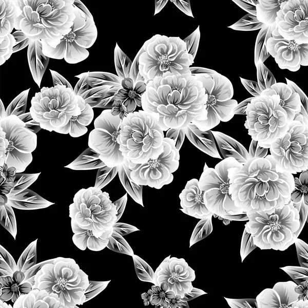 Naadloze Vintage Stijl Bloemenpatroon Floral Elementen Wit — Stockvector
