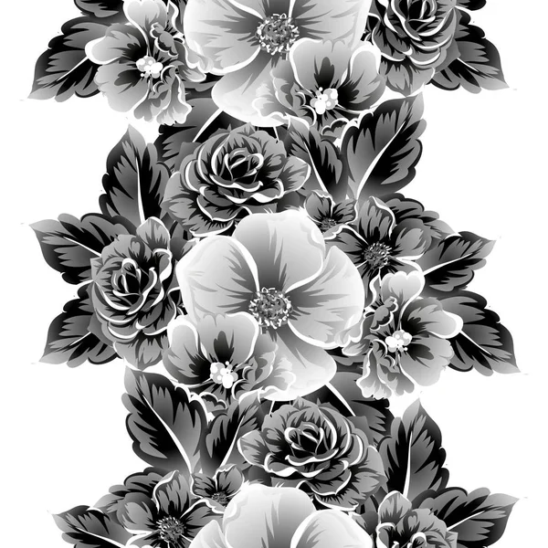Seamless Vintage Style Flower Pattern Floral Elements White — Stock Vector
