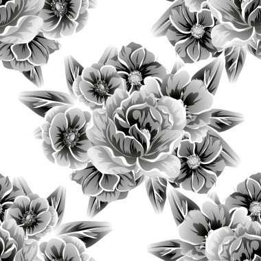 Sorunsuz vintage tarzı çiçek deseni. Beyaz çiçek öğeleri.