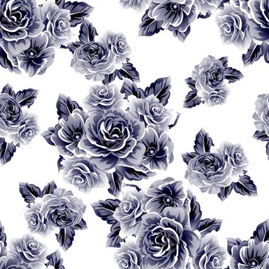 Sorunsuz vintage tarzı çiçek deseni. Beyaz çiçek öğeleri.