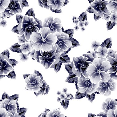 Sorunsuz vintage tarzı çiçek deseni. Beyaz çiçek öğeleri.