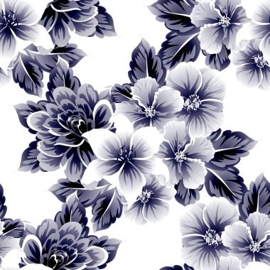 Sorunsuz vintage tarzı çiçek deseni. Beyaz çiçek öğeleri.