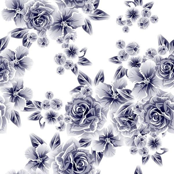 Nahtlose Blumenmuster Vintage Stil Florale Elemente Auf Weiß — Stockvektor