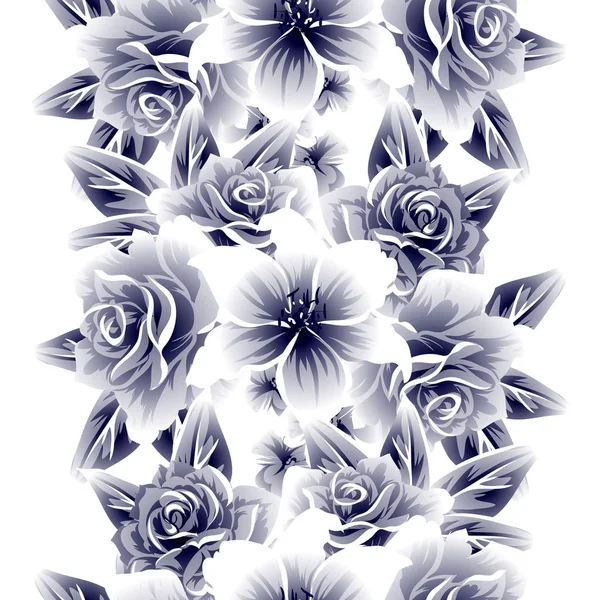 Patrón Flores Estilo Vintage Sin Costuras Elementos Florales Sobre Blanco — Vector de stock