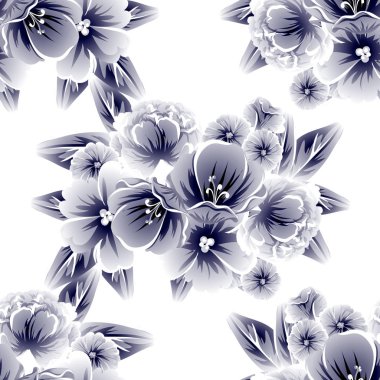 Beyaz arka plan üzerinde çiçek sorunsuz vintage tarzı desen 