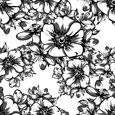 Beyaz arka plan üzerinde çiçek sorunsuz vintage tarzı desen 