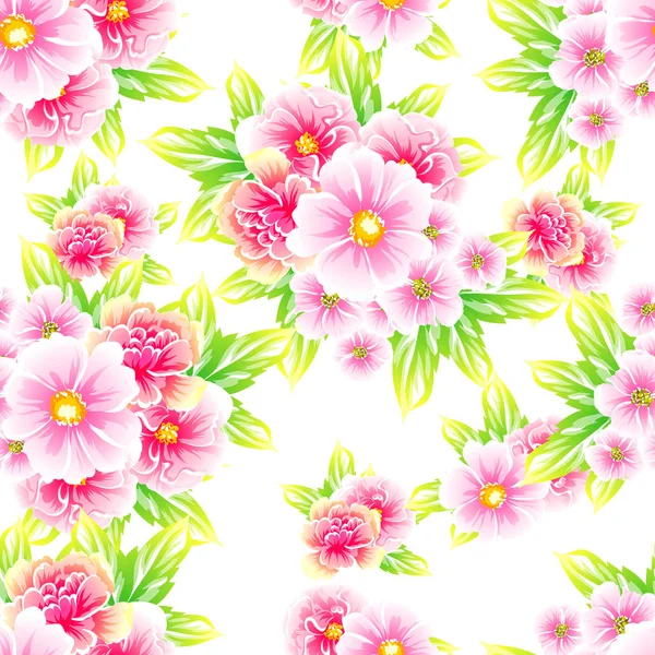 Padrão Estilo Vintage Floral Colorido Fundo Branco —  Vetores de Stock