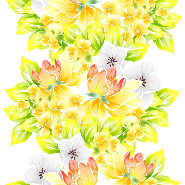 Patrón Estilo Vintage Floral Colorido Sobre Fondo Blanco — Vector de stock