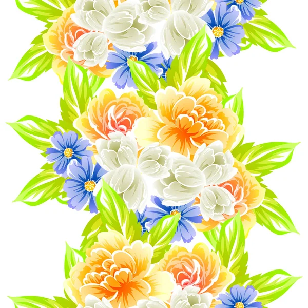 Colorful Floral Vintage Style Pattern White Background — Stock Vector