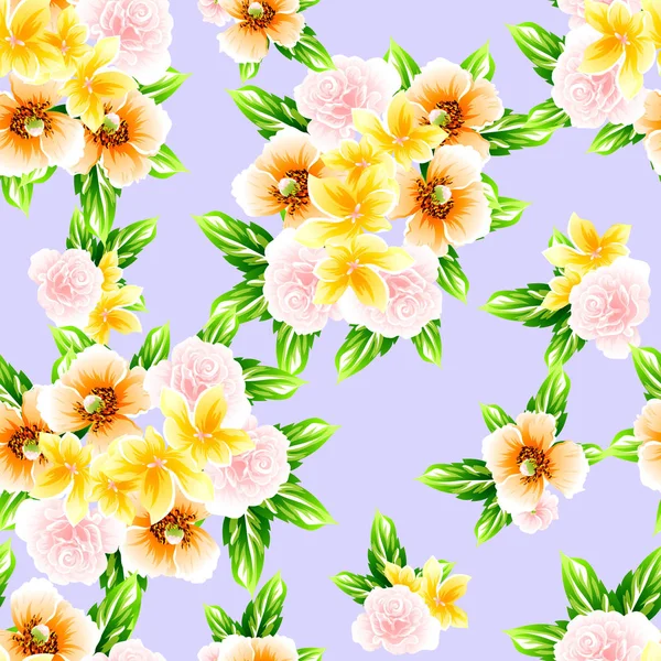 Padrão Estilo Vintage Floral Colorido Fundo Violeta —  Vetores de Stock