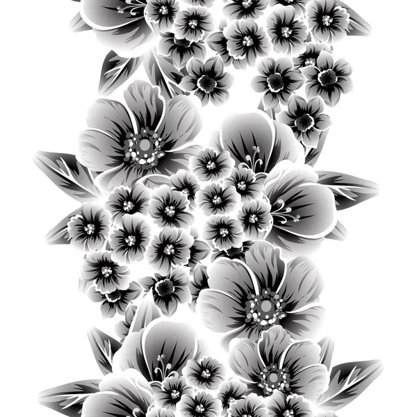 白色背景花卉无缝复古风格图案 — 图库矢量图片